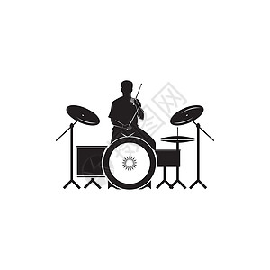 鼓式图标白色插图鼓手岩石乐队爵士乐音乐会圈套成套音乐图片