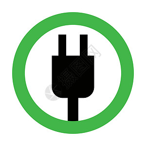 允许使用电源插座 允许充电 圆形电源插座的轮廓 向量图片