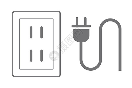 电力设备一组电源图标和闭锁插座 矢量插画