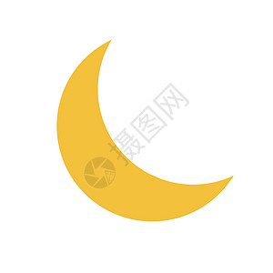 简单的黄新月图标 矢量图片