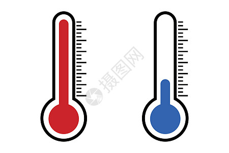 高温温度计和低温温度计图标集 矢量图片