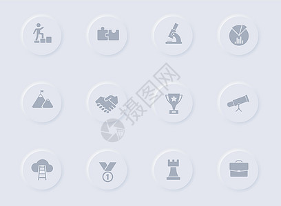 圆形橡胶按钮上的启动灰色矢量图标 为 web 移动应用程序 ui 设计和促销业务测绘术设置的启动图标橡皮报告成功应用阴影技术标识图片