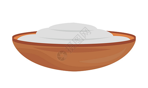 Clay碗 配有米饭半平面彩色矢量元素图片