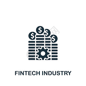 Fintech工业图标 用于模板 网络设计和信息图的单色简单金融技术工业图标知识银行业货币齿轮投资独角兽算法经济采购密码图片