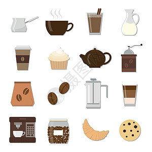 一套不同的平板咖啡图标图片