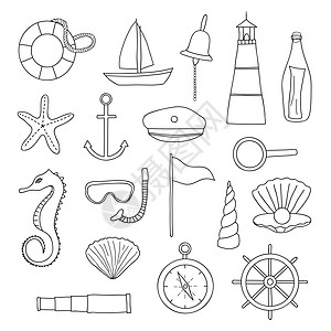 壳寡糖手工绘制的航海物品提纲设计图片