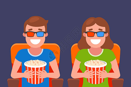 在电影院约会的男生和女生 电影迷看电影图片