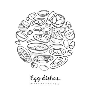 亲手把鸡蛋盘围成一圈蛋黄涂鸦厨房美食英语饮食产品圆圈香草午餐图片