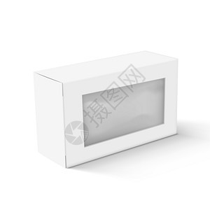 现实的白色空白纸板用塑料窗口包装散装箱DAW正方形午餐小吃早餐生态回收品牌送货插图窗户图片