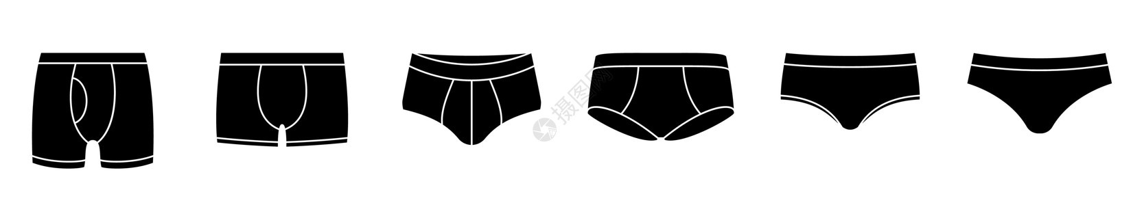 内裤图标 一套男人的内衣图标 矢量插图图片