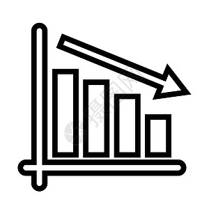 箭头和条形图图标减少 业务业绩和投资结果的矢量 )图片