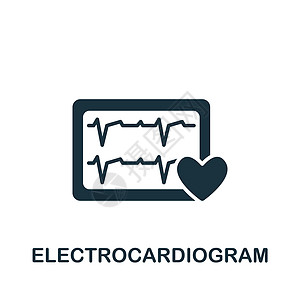 电子心电图图标 单色简单健康检查图标 用于模板 网络设计和信息图表等图片
