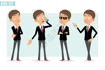 卡通平板商业小男孩角色矢量太阳镜银行讲话男性男生套装电话工作男人快乐图片
