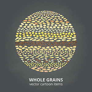 零陵香豆谷物环状食物小麦黑板玉米营养拼写高粱场地粮食麦片插画