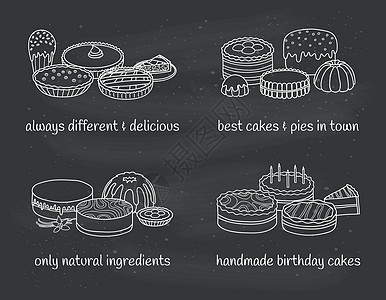 不同组的蛋糕和馅饼生日涂鸦食物厨房南瓜作品庆典店铺咖啡店派对图片