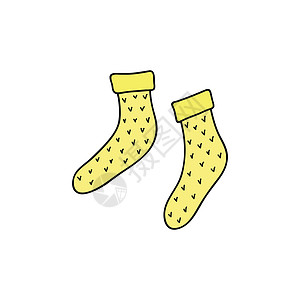 手画着彩色黄色编织袜子图片