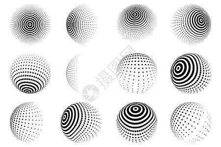 半调效果矢量元素 点圆插图创造力色调圆装饰横幅坡度圈子流行音乐黑色圆圈图片