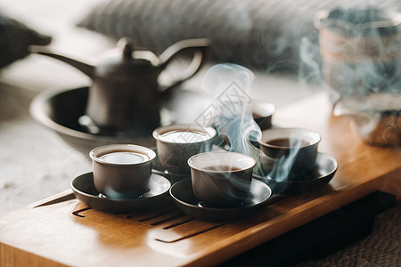 准备和一家大公司举行茶茶仪式开水植物杯子礼仪太阳神茶杯陶瓷传统浓茶餐具图片