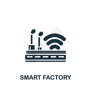 智能工厂图标 单色简单工业4 0个模板 网络设计和信息图的图形符号图片