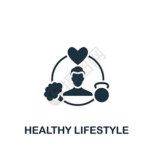 健康的生活方式图标 用于模板 网页设计和信息图形的单色简单健康生活方式图标肌肉健身房水果网球饮食营养身体食物瑜伽运动图片