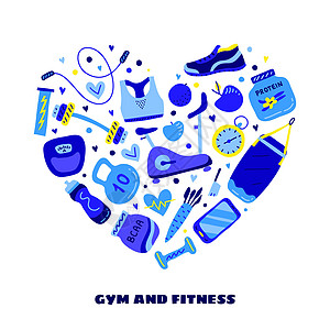 面条健身和健身图标 在心脏形状身体健身房有氧运动训练手机女士电解质哑铃机器胸罩图片