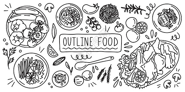 食物 矢量盘菜 面条画图示图标 线条 草图菜单艺术涂鸦餐厅收藏厨房盘子蔬菜美食烹饪图片