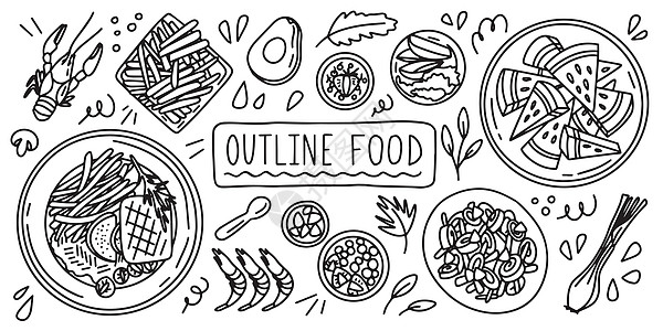 食物 矢量盘菜 面条画图示图标 线条 草图厨房涂鸦烹饪盘子插图餐厅午餐美食艺术雕刻图片
