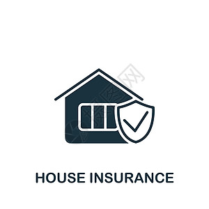 房屋保险图标 用于模板 网页设计和信息图形的单色简单保险图标图片