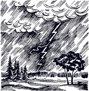 森林角的暴风雨艺术公园预报雷雨旅行季节涂鸦气候草图闪电图片