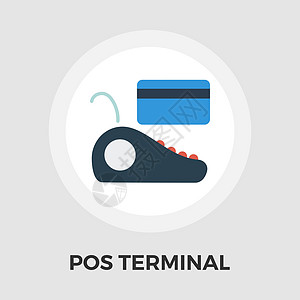 POS 终端平面图标信用入口电脑借方收据卡片市场店铺货币技术图片