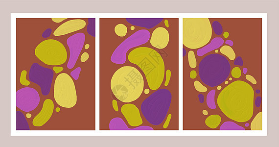 一组抽象的垂直绘画 3件 油画 圆点最起码的写法图片