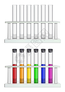 试验管空空并装满多色液体 用于医药 药房 生物学和化学的特殊实验室设备图片
