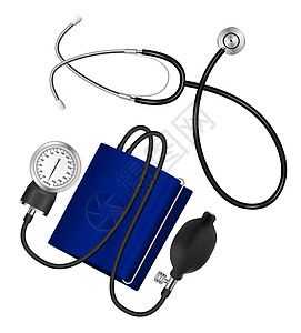 视距镜和声纳仪 设置用于测量血压和脉搏的医疗仪器 矢量器图片