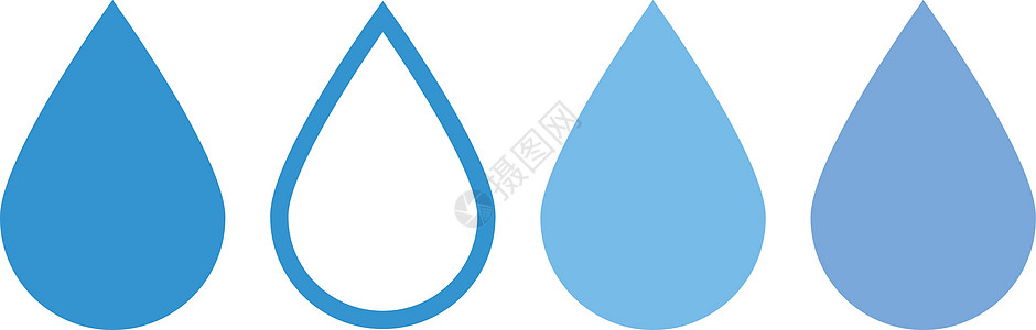 水滴按钮图标集 也可以表示雨和汗图片