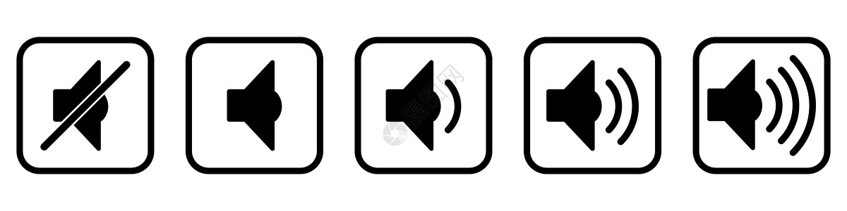 音量按钮 不同音量水平的一组图标 矢量说明喇叭噪音白色界面黑色控制无声信号嗓音网络图片