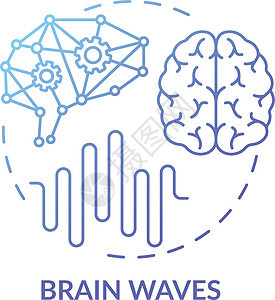脑波蓝色梯度概念图标图片