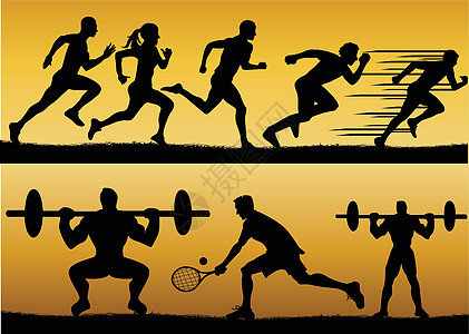 运动图示各种体育设计元素的双光环形图标图片