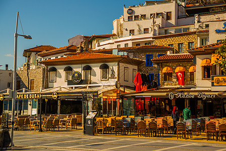 土耳其马尔马里斯 马尔马里斯老城区中心的旅游街 那里有咖啡馆和餐馆街道市中心旅行假期咖啡店城市地标蓝色火鸡历史图片