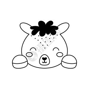 斯堪的纳维亚风格的可爱羊驼头 儿童 T 恤 服装 幼儿园装饰 贺卡 邀请函 海报 室内装饰的动物脸 矢量股票图图片