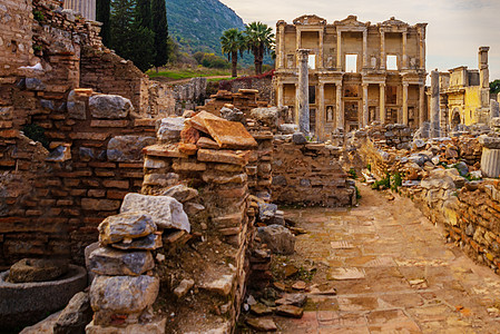 古城埃菲苏斯的摄氏图书馆 大多数参观了土耳其的古城历史性火鸡大理石历史古董图书馆装修旅游文化废墟图片