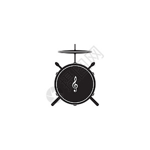 鼓式图标鸡腿鼓手白色黑色韵律乐队插图低音成套音乐图片