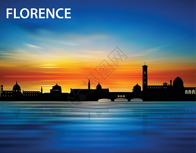 日落时佛罗伦萨城市的轮廓图片