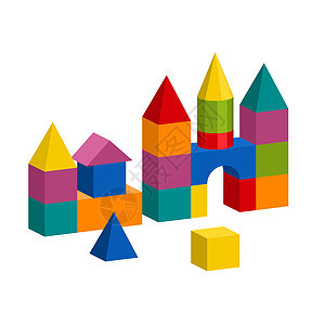 建筑塔 城堡 房子的多彩区块玩具建筑学乐趣女孩正方形幼儿园学习婴儿模块木头建筑物图片