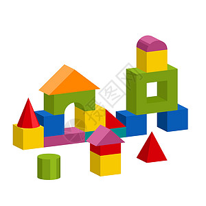 建筑塔 城堡 房子的多彩区块玩具骰子体积正方形游戏建筑构造男生女孩命令建筑学图片
