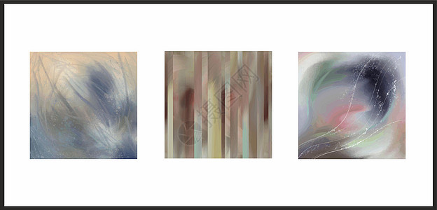 一组三幅画 抽象艺术油画画布绘画复杂柔和的颜色灰色淡紫色背景图片