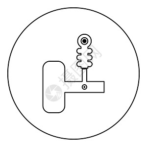 汽车悬浮休克吸收器空气弹簧汽车自动部分图标 圆环黑色颜色矢量插图图像轮廓轮廓线细形风格图片