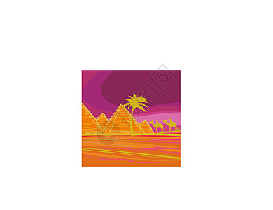 野生非洲景观图示中的贝都因骆驼大篷车贸易沙漠宗教风暴棕榈法老太阳土地灰尘插图图片