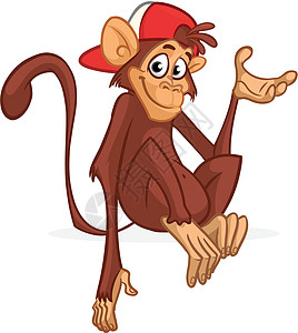 卡通猴子黑猩猩矢量插图艺术展示灵长类丛林猩猩邀请函漫画荒野快乐欢呼图片