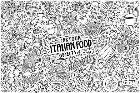 意大利食品主题项目 物品和符号的矢量成套意大利食物图片