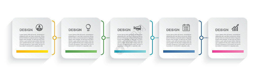 5个数据信息图广场制表板纸索引模板 矢量插图摘要背景菜单生长标签图表横幅按钮广告折纸日程正方形背景图片
